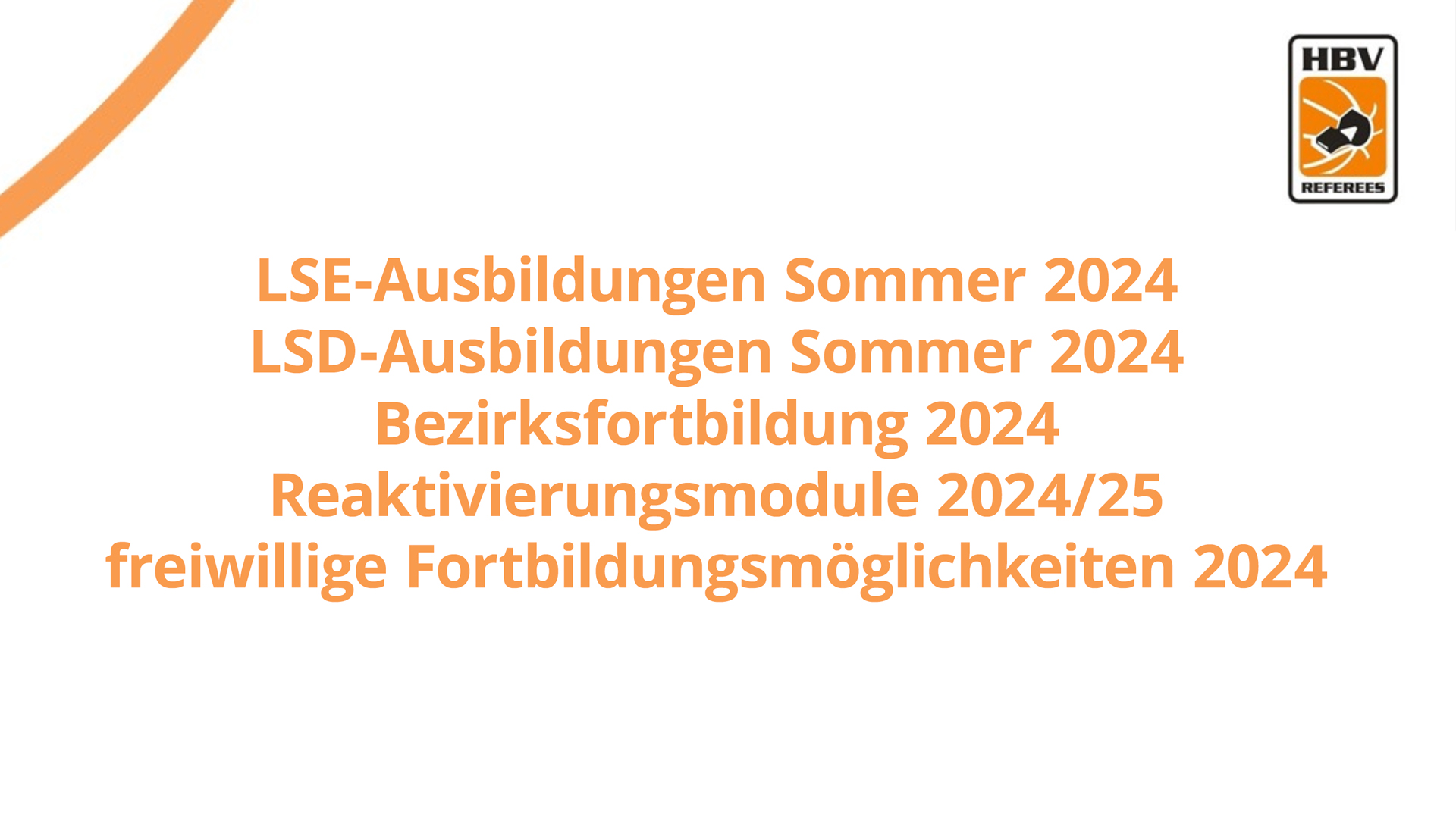 Termine Aus- und Fortbildungen Schiedsrichter 2024